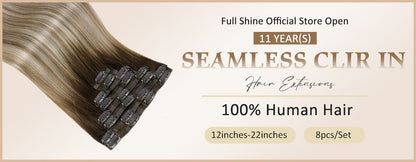 Full Shine PU Clip Hair Extensions Cabelo Humano Remy 100g Extensões Invisíveis Sem Costura de Cabelo Humano Clip-In Cor Balayage Loiro