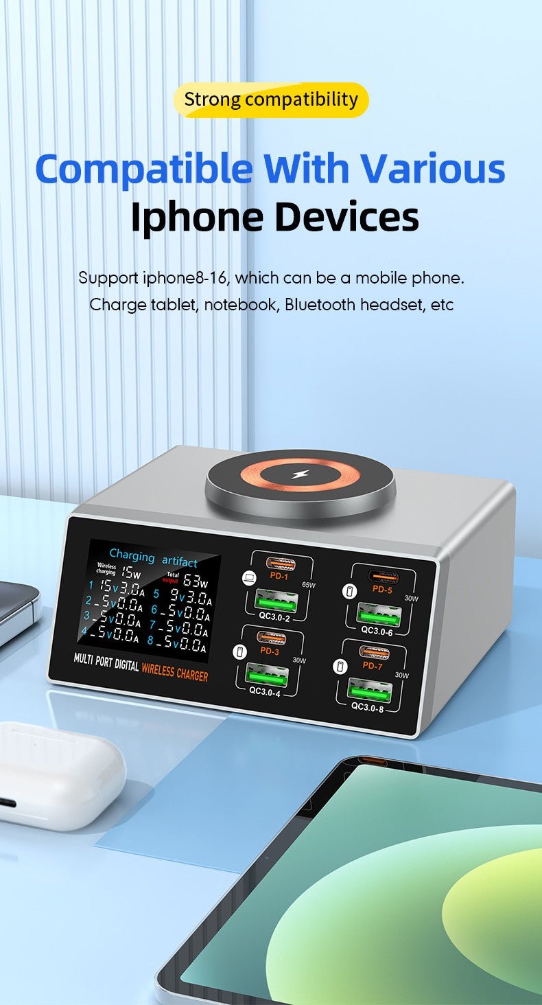140W Smart Quick Charger 8-Port USB Fast Charging Station for Multiple Android Phone Travel Home Office Party Hotel Restaurant