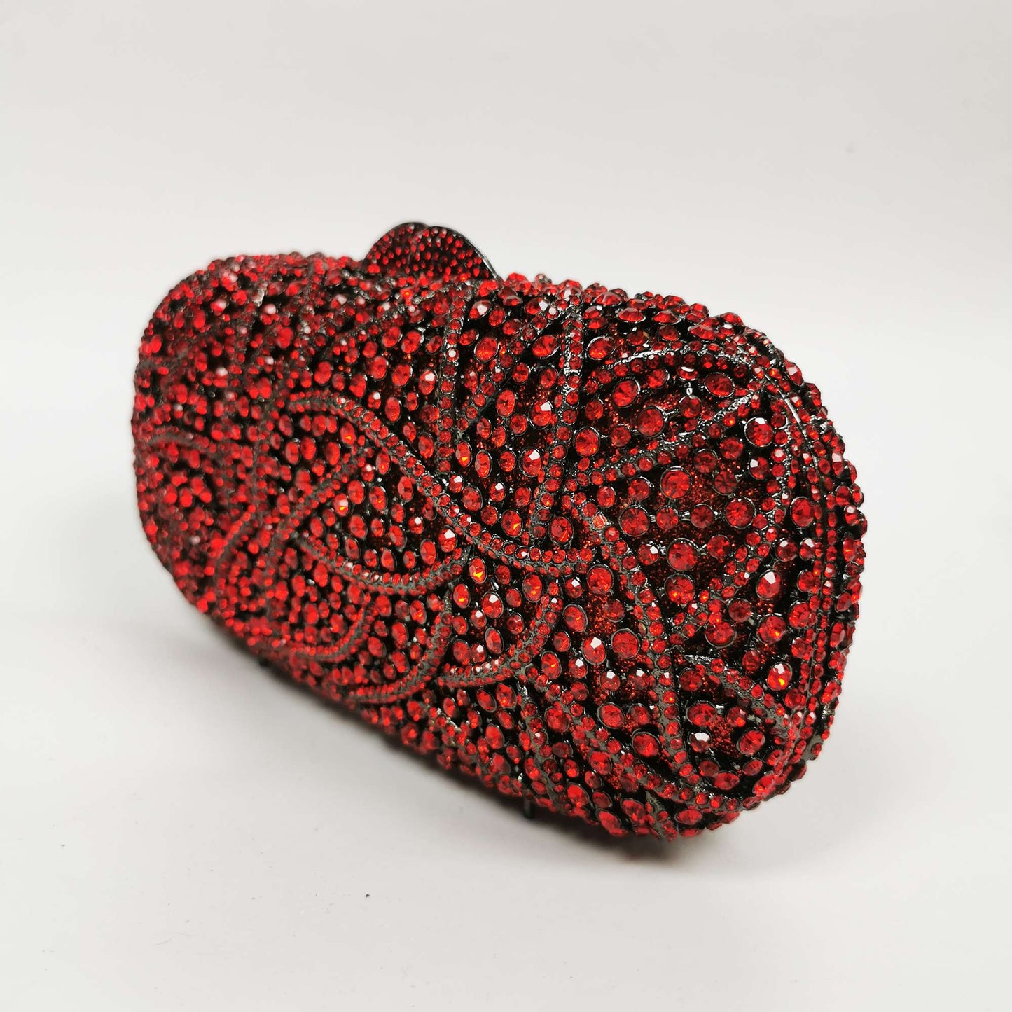 XIYUAN Women Burgundy Stones Evening Bags Crystal Clutch Wedding Party Rhinestone Handbags Bridal Floral Minaudiere Purses Green