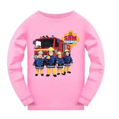 Anime Fireman Sam Clothes Kids Fire Fighting Pajama Sets Baby Girls Homewear Toddler Boys Nightwear Children Long Sleeve Pijamas