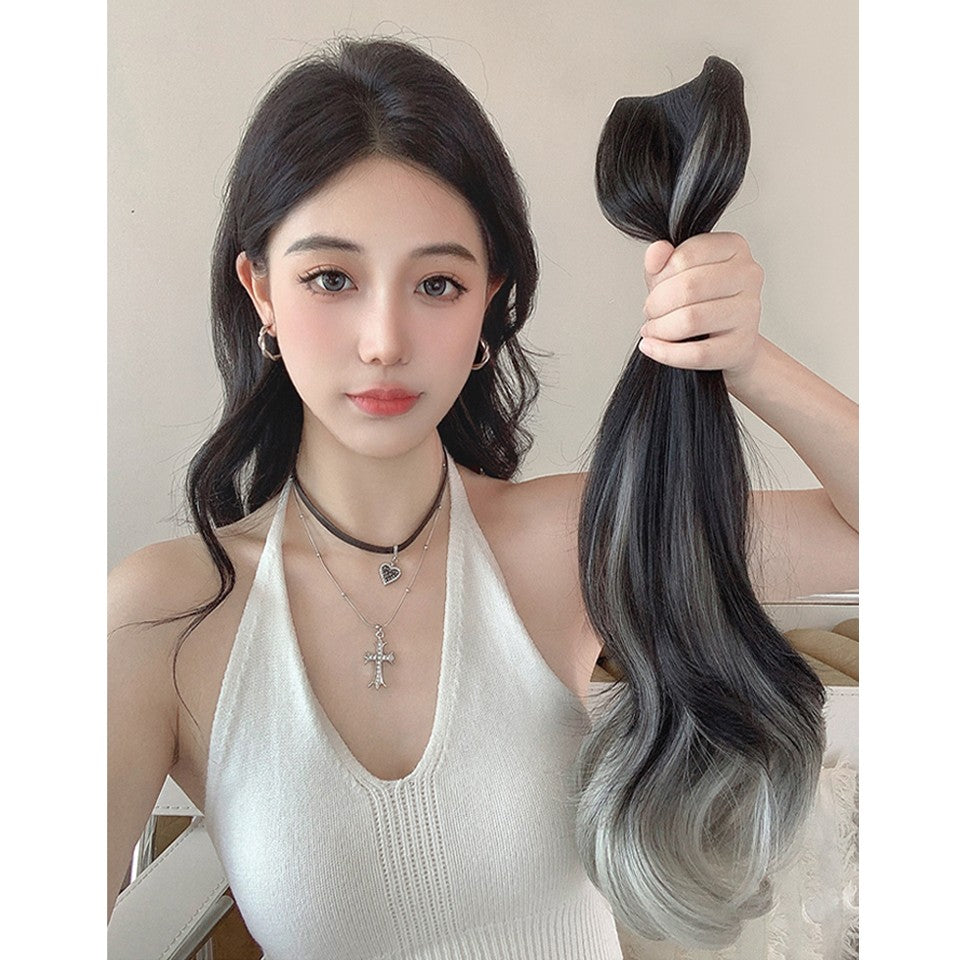 FORLISEE Cabelo Sintético Cacheado Longo com Gradiente Peruca Paris Pintada com Volume de Cabelo Aumentado e Apliques de Cabelo Fofos