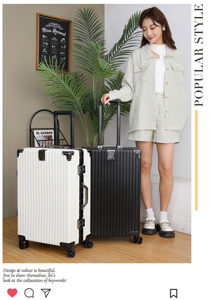 Luggage Suitcase Aluminum Frame 20 Trolley Case Universal Wheels 24 Female Male Students 26 Durable Password 28inch Leather Case