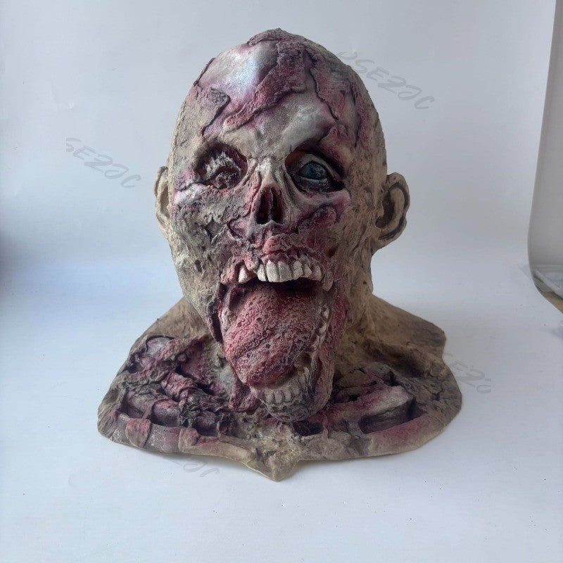 Halloween Ghost House Escape Room Terrifying Tongue Monster Headmask Mask Zombie Man Full Face Headmask