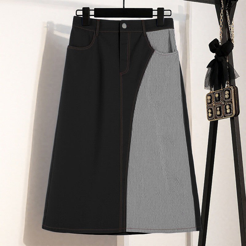 ZANZEA Women Plus Size Skirts High Waist Denim Striped Long Skirt Casual Vintage Big Size Skirt Summer Pockets Fashion Bottoms