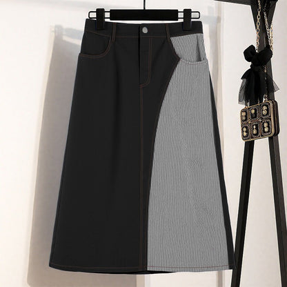 ZANZEA Women Plus Size Skirts High Waist Denim Striped Long Skirt Casual Vintage Big Size Skirt Summer Pockets Fashion Bottoms