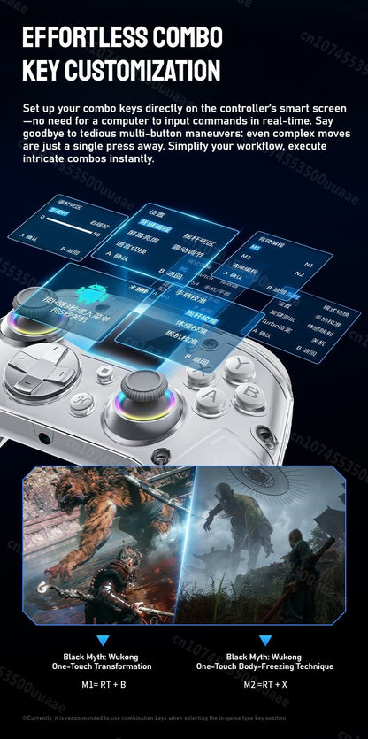 GUSGU G7 1.44-inch Smart Screen Wireless Controller 3 Modes for Switch PS4 IOS Android TV PC Tesla Gamepad, Same Product for X01