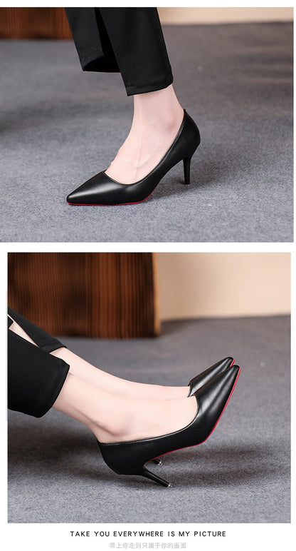 Sexy Fashion Red Sole Women's Pumps Matte Leather Stiletto Heels Shoes Classic Black Career Work Dress Shoes Ladies High Heels ?