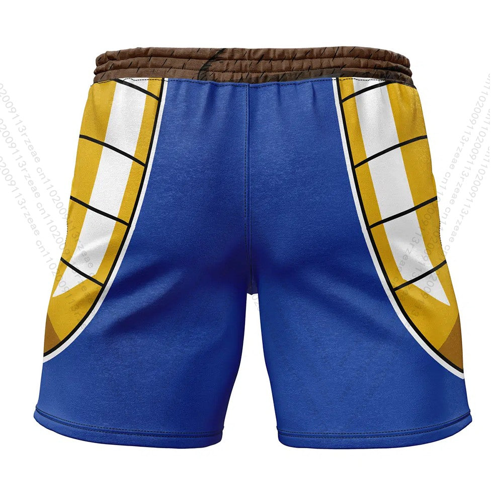 Vegeta Battle Suit v2 Dragon Ball Z Anime Men's Workout Print Gym T-shirt Kid Breathable Cosplay Shorts Quick Dry Sportwear Suit