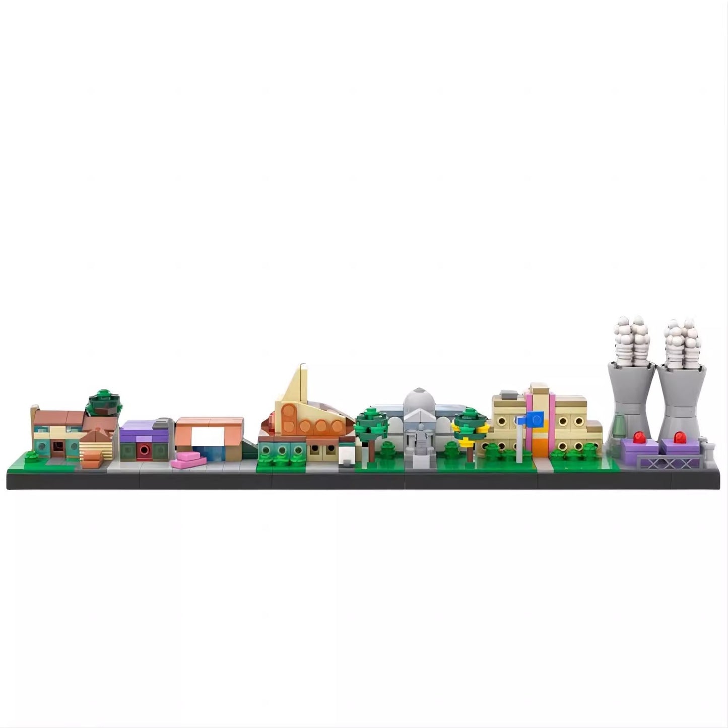 MOC Simpsonized Modular Taberna do Moe Blocos de Construção Casa da Cidade Escola Primária de Springfield Arquitetura Skyline Tijolos Brinquedos