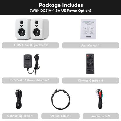 AIYIMA  Upgrade S400 Audio Bookshelf Active Speakers Studio Monitor 3 Inch Bluetooth USB DAC HiFi Home Subwoofer System TV PC