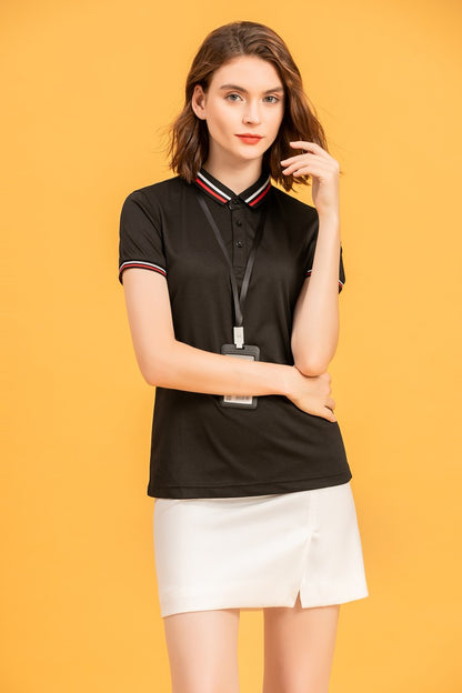 100% linen cotton polo shirt, T-shirt, breathable collar, short sleeved, custom printed logo, embroidered men's and women's work