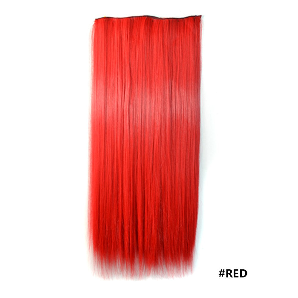 Extensões de cabelo sintéticas com clipe, longas e lisas, com 5 clipes em uma única peça, extensões de cabelo multicoloridas LIHUI