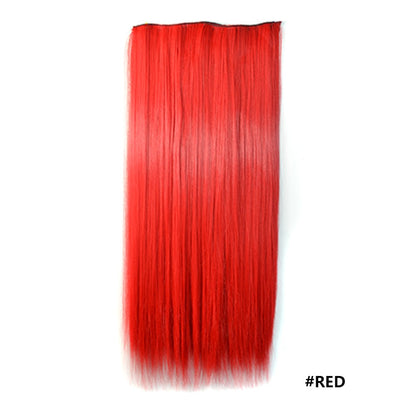 Extensões de cabelo sintéticas com clipe, longas e lisas, com 5 clipes em uma única peça, extensões de cabelo multicoloridas LIHUI