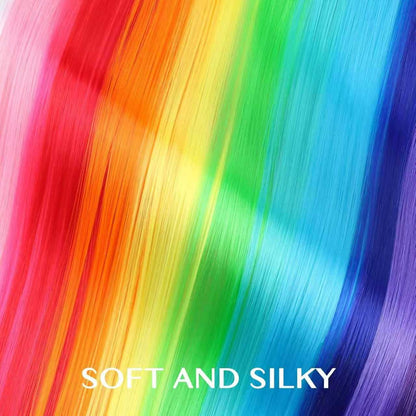 22 inch Colored Hair Extensions Straight Hairpiece, Colorful Hair Extensions Party Highlights Clip in Long Synthetic Hair Extens