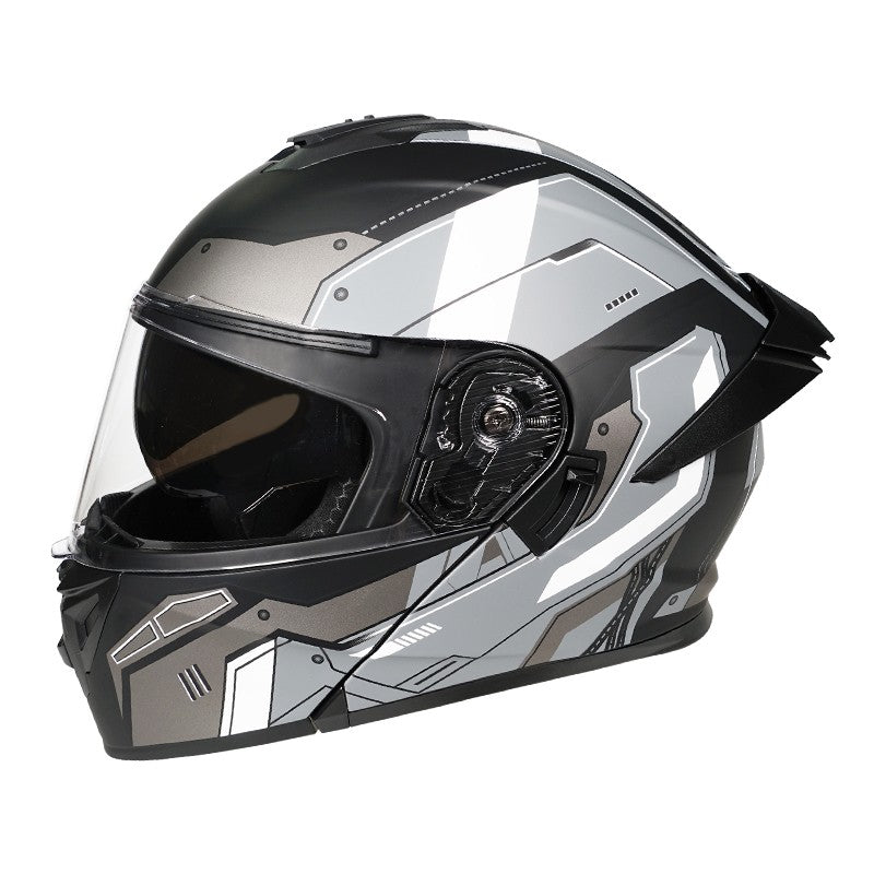 Capacete de motocicleta quente e elegante de inverno com rosto completo e capacete completo e inversão de lente dupla
