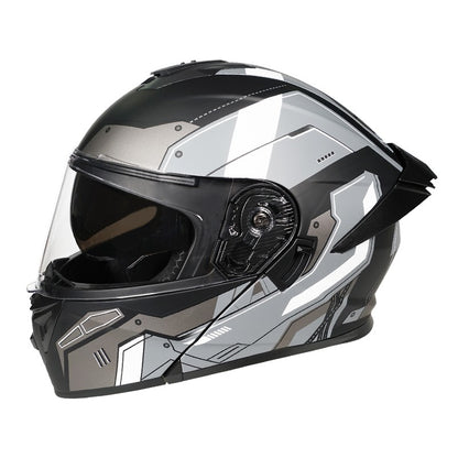 Capacete de motocicleta quente e elegante de inverno com rosto completo e capacete completo e inversão de lente dupla