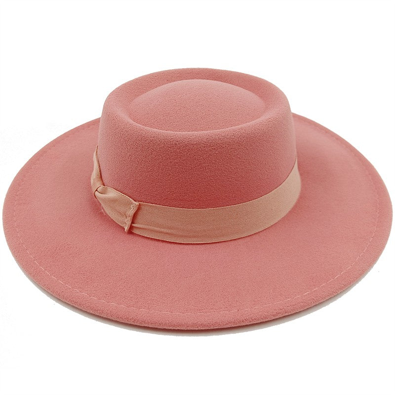 Chapéu Fedora unissex de inverno, superfície circular côncava e convexa, chapéu de jazz de feltro liso, elegante para homens e mulheres.