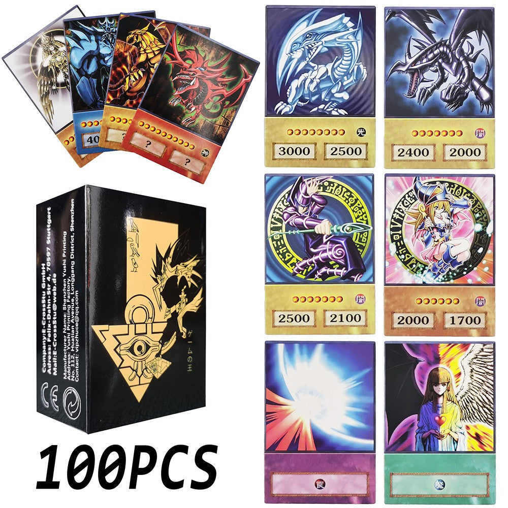 100 unids Yu-Gi-Oh Anime Estilo Cartas Olhos Azuis Mago Negro Exodia Obelisco Slifer Ra Yugioh DM Cartão Clássico Proxy DIY Presente Infantil