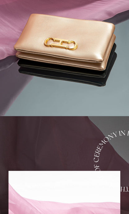 Fashionable Luxury Design 2024 Women's Solid Color Rectangular Handbag Business Party Letter Design Card Bag