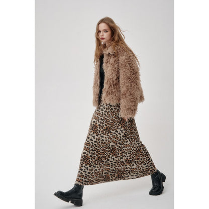 ELFSACK 2025 Winter New Arrivals Y2K Animal Print A-Line Long Maxi Skirt For Woman