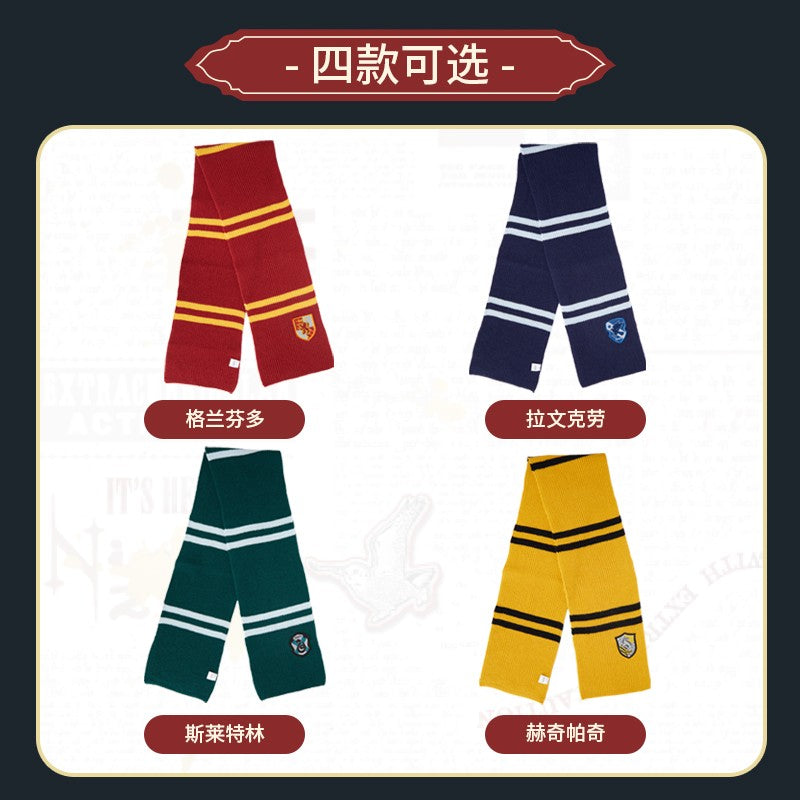 MINISO Cachecol de Malha Listrado Universitário Série Harry Potter Kawaii Feminino Anime Girly Coração Fofo Engrossado Outono Inverno Quente