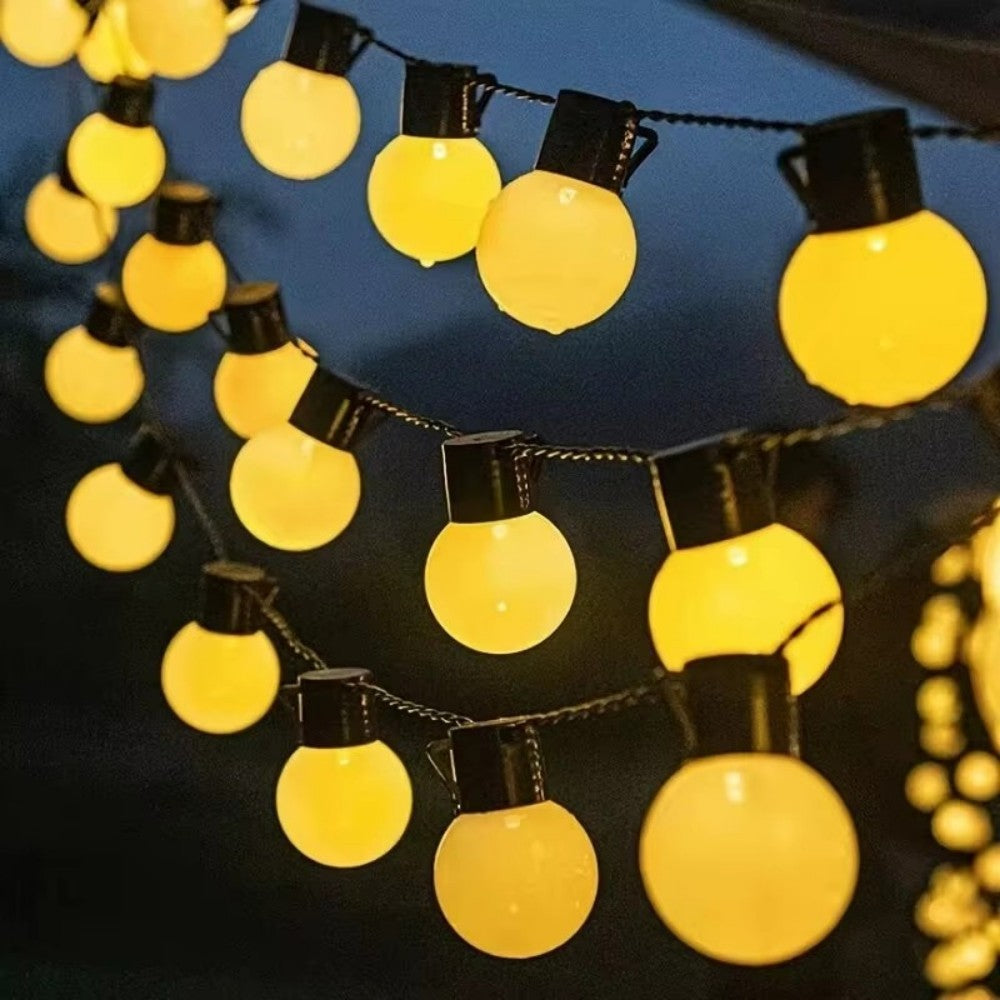 1PC 10/20LED Solar Light String, Outdoor Courtyard Waterproof G40 Spherical Light, Suitable For Garden Wedding Party Decoration