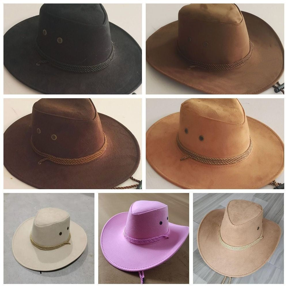 Wide Brim Western Cowboy Hat Knight Hat Climbing Hat Summer Sun Hat Sun Protection Cap Beach Cap Sunscreen Cap Woman/Female