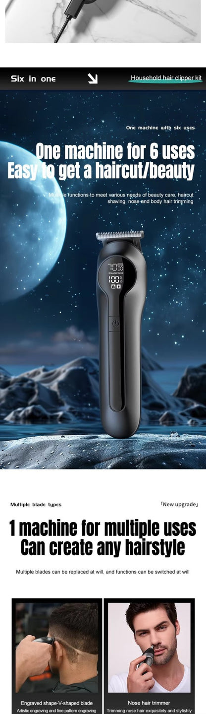 Xiaomi Youpin 6-in-1 Multifunctional Grooming Kit Hair Clipper With Digital Display High Power Electric Shaver Nose Hair Trimmer