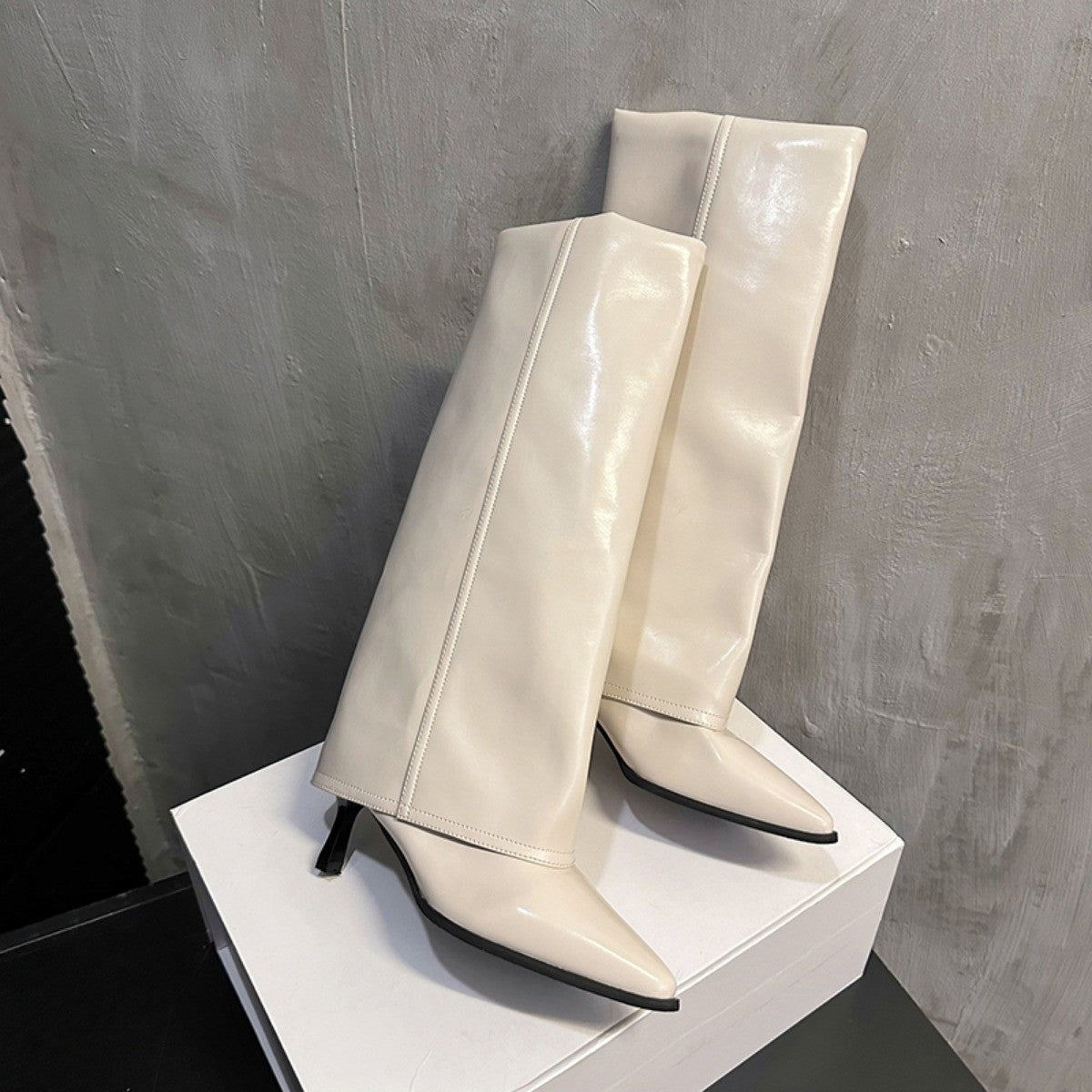 Women Chunky High Boots Pointed Toe Sexy Solid Color Design  Autumn and Winter New 2024 Trend Retro Fad Woman Boots Size 35-42