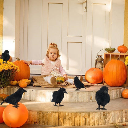 3/4/6Pcs Simulation Black Crow Animal Model Artificial Crow Black Bird Raven Home Decoration Party Prop Garden Decor 20x9x6cm