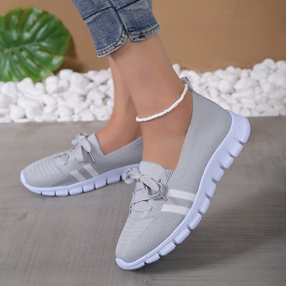Fashion Striped Knitted Flats Women 2025 Summer Soft Sole Non Slip Walking Shoes Woman Plus Size 36-43 Low Heel Loafer Female