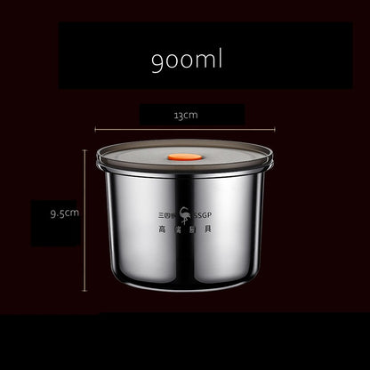 Luxury LFGB Certificated 304 Stainless Steel Crisper Silicone Sealing Edge Vacuum Container Air Exhaust Fresh-Keeping Food Box