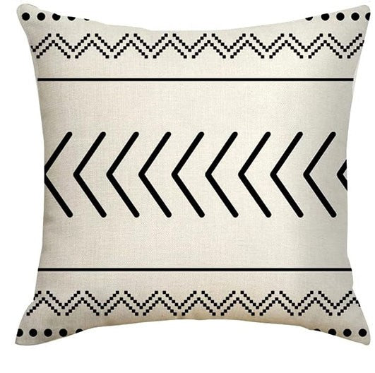 Black Beige Throw Pillows Covers Geometric Linen Wave Cushion Covers for Sofa Outdoor Patio