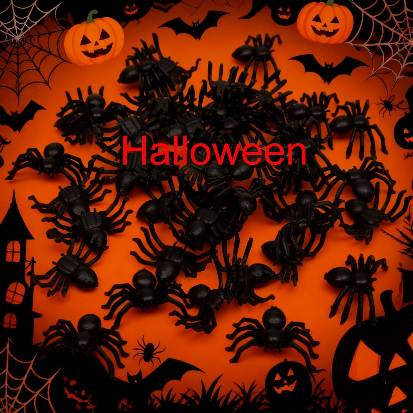 50Pcs Plastic Black Spider Trick Toys Halloween Haunted House Prop Decorations Christmas Children'S Day Gift 2025