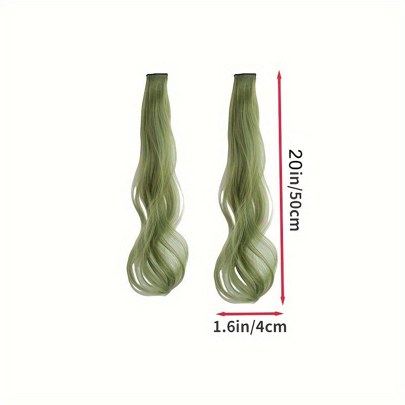 2pcs Cute Colorful Hair Extension One-Piece Seamless Invisible Hairpieces Hair Piece For Kid synthetic Invisible Clip Hair Piece