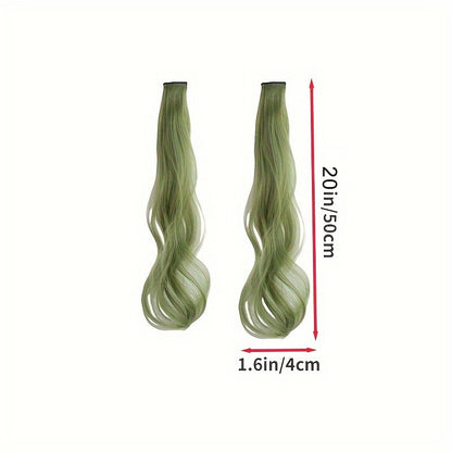 2pcs Cute Colorful Hair Extension One-Piece Seamless Invisible Hairpieces Hair Piece For Kid synthetic Invisible Clip Hair Piece