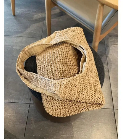 Fashion Straw Women Shoulder Bags Paper Woven Female Handbags Large Capacity Summer Beach Straw Bags Casual Tote Purses