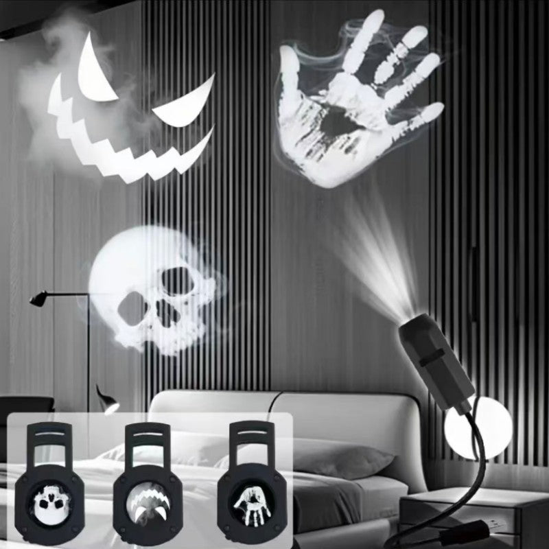 LED USB Projector Light 3/6pcs Projection Patterns - Adjustable USB Night Light for Halloween Christmas Decorations