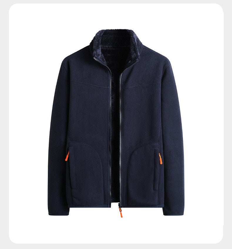 Plus Size Women's Autumn Winter Thickened Double-sided Fleece Hooded Jacket Zipper Long Sleeve Warm Outerwear Casual Style Sh...