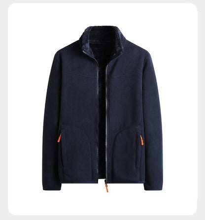 Plus Size Women's Autumn Winter Thickened Double-sided Fleece Hooded Jacket Zipper Long Sleeve Warm Outerwear Casual Style Sh...