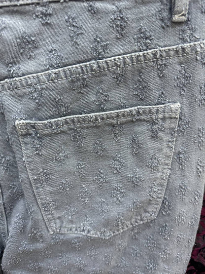 New Summer Men Distressed Short Jeans Vintage Jacquard Straight Leg Men's Denim Shorts Pants
