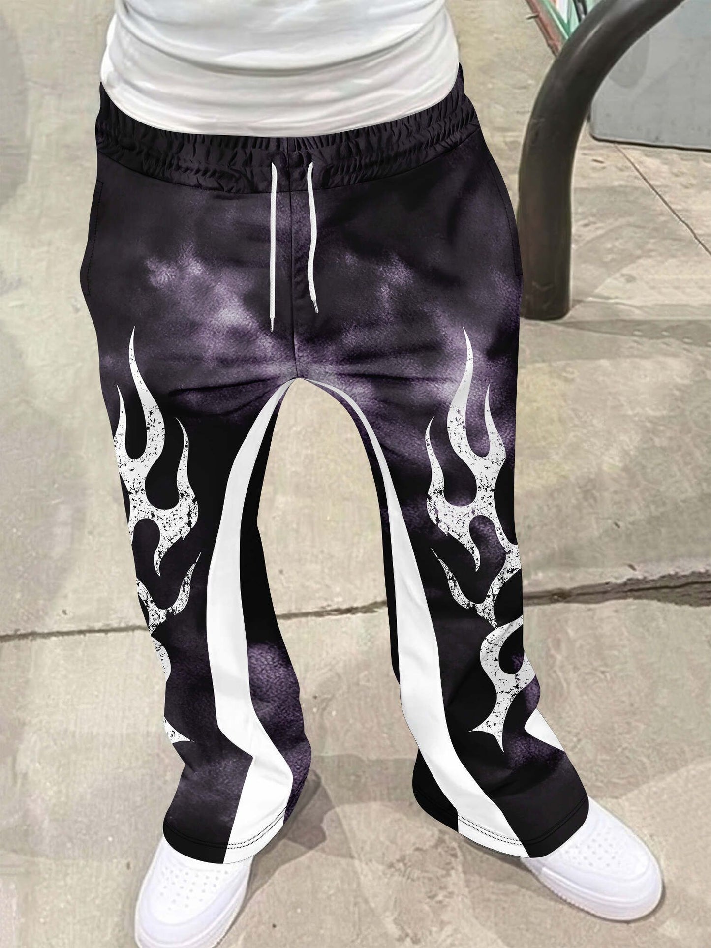 Calça Flare Y2k Masculina Solta Estampa 3D Calças Casuais Moletom Cintura Média Roupas Esportivas Femininas Streetwear Hip Hop Calças Vintage