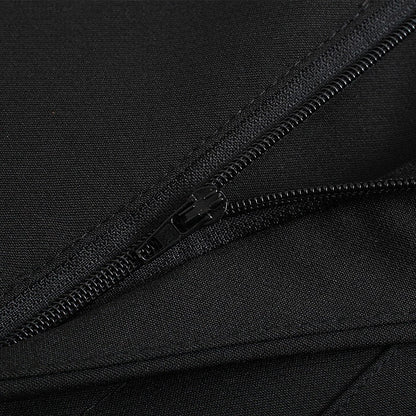 CLAZZAA Women Fashion Solid Front Zipper Pleated Straight Pants Vintage High Waist Full Length Female Chic Lady Trousers