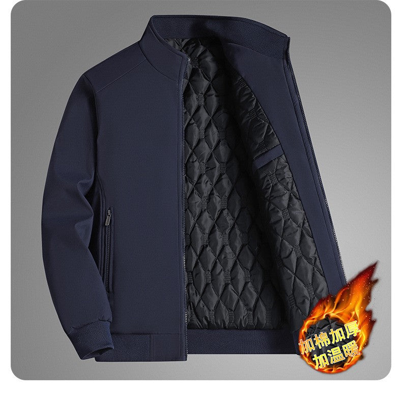 Winter Men's Fleece Warm Jackets Bomber Fashion Parkas Outerwear Coats Men Casual Windbreaker Jacket Classic Solid Thermal Coat