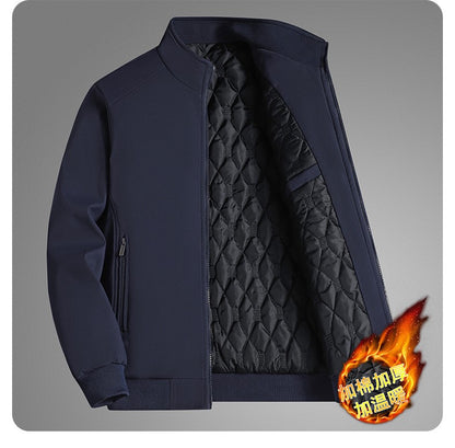 Winter Men's Fleece Warm Jackets Bomber Fashion Parkas Outerwear Coats Men Casual Windbreaker Jacket Classic Solid Thermal Coat