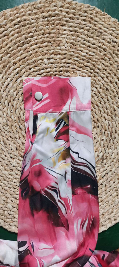 Women's Purple Long-Sleeve Shirt for Fall, Single-Button Collar Print Shirts, Fashionable Fitted Top for Girls.