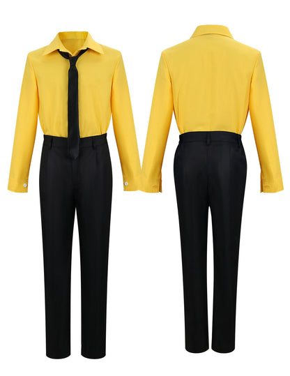 Anime One Sanji Piece Cosplay Costume Blue Yellow Shirt Suit Uniforms Full Set Halloween Party Role Play Outfit for Adult Men