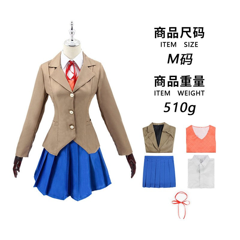 Heartbeat Literature Club Monica Cosplay Sayuri Natsuke Cosplay Costume Wig Set School Uniform Girls Female Clothing