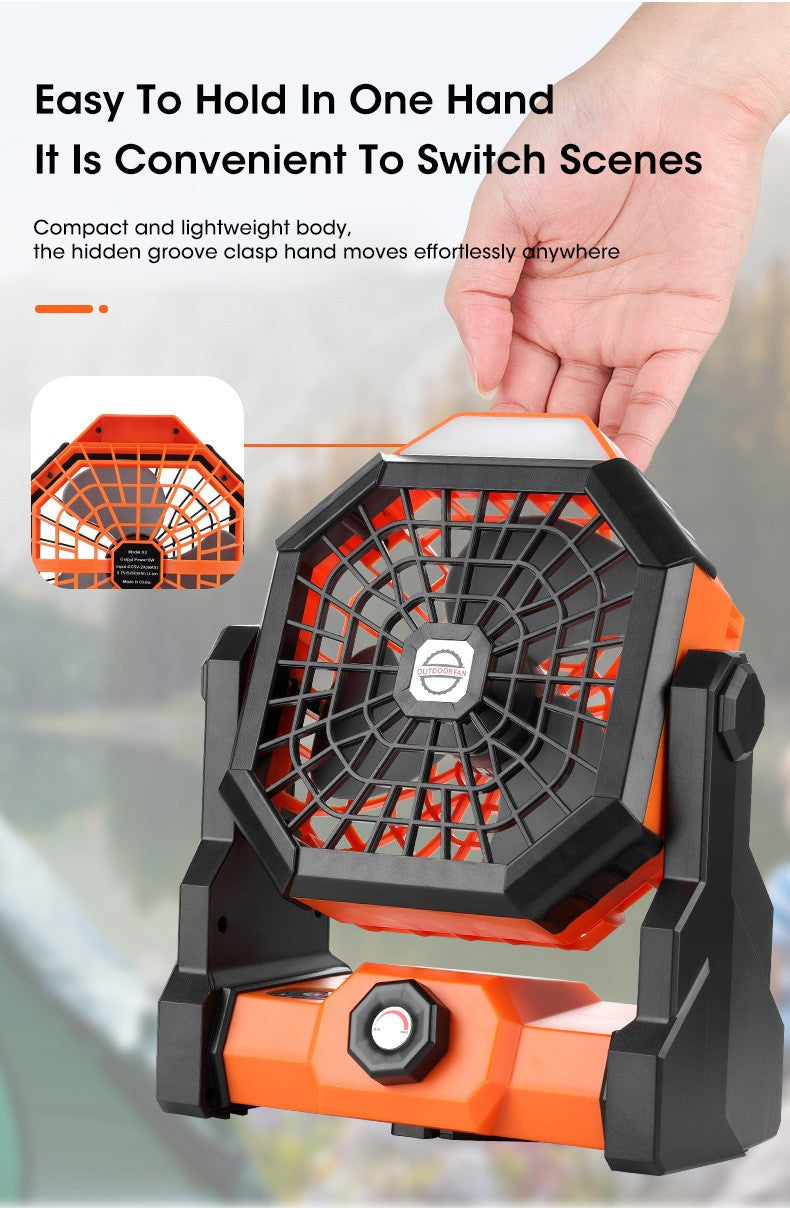 2024 New 7800 mA High-Capacity Portable Fan Rechargeable Desk Camping Fan with LED Light and Hook Outdoor Fan for Tent Car Trip