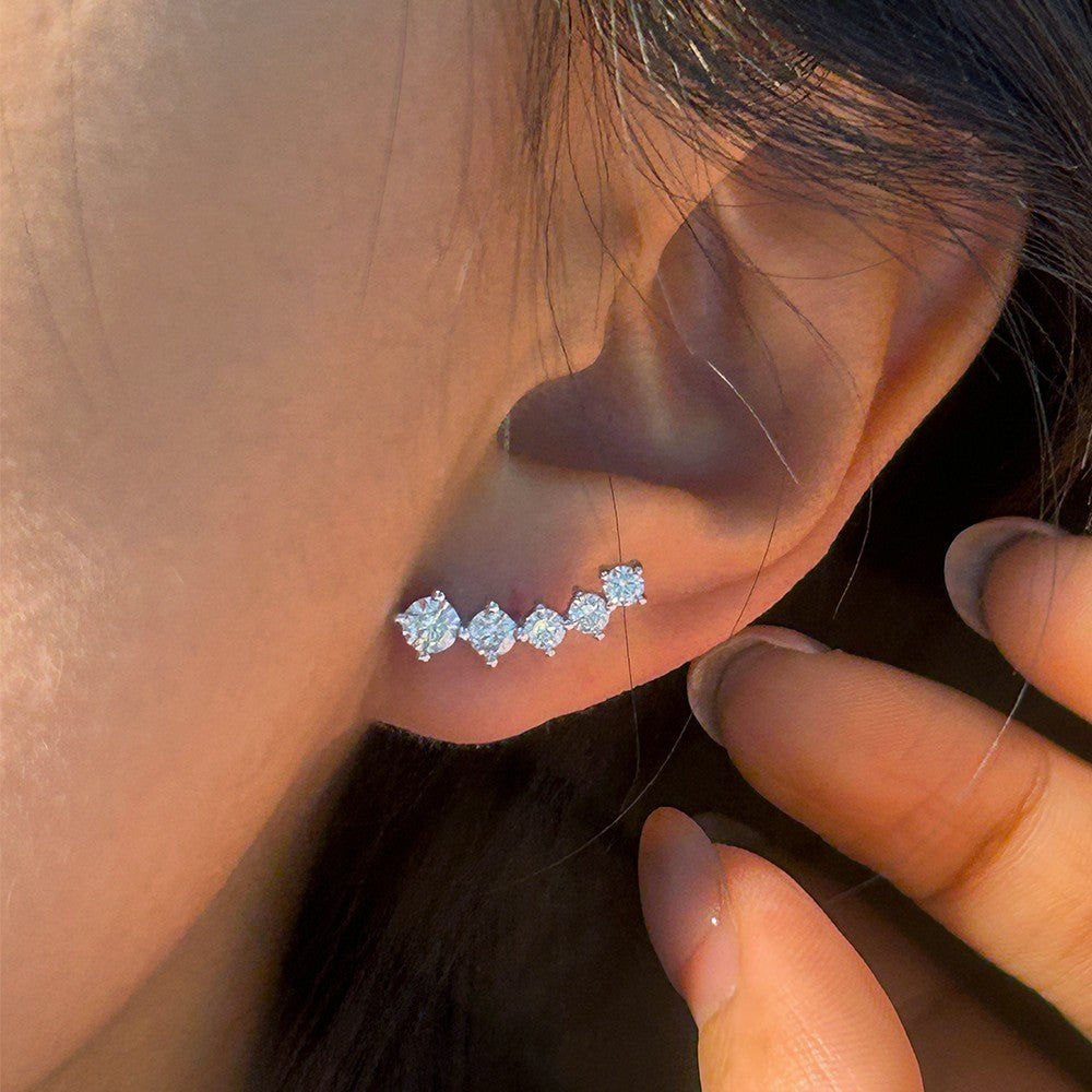 Real D Color Moissanite Diamond Earrings GRA Certified 925 Sterling Silver Sparkling Smile Stud Earrings for Women Jewelry Gift